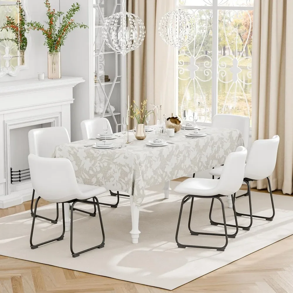 مجموعة من 4 كراسي مطبخ من الجلد الصناعي مع أرجل معدنية لتناول الطعام واستخدام البيسترو #4