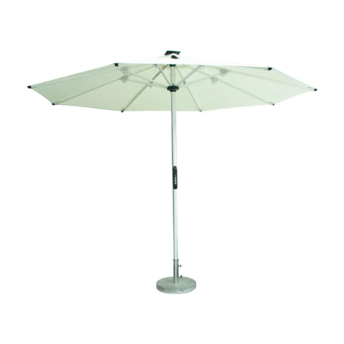 #Electric Patio Umbrella, Motorized Open Close, LED Light, Day Night Use Smart Outdoor Center Pole Umbrella, 360 Degree Rotation
