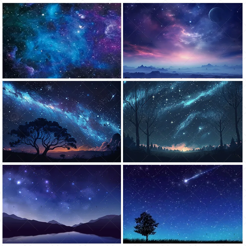 

Starry Sky Galactic Moon Theme Birthday Party Decortions Backdrop Night Scene Background Supplies Photozone Prop Kid Gift Banner