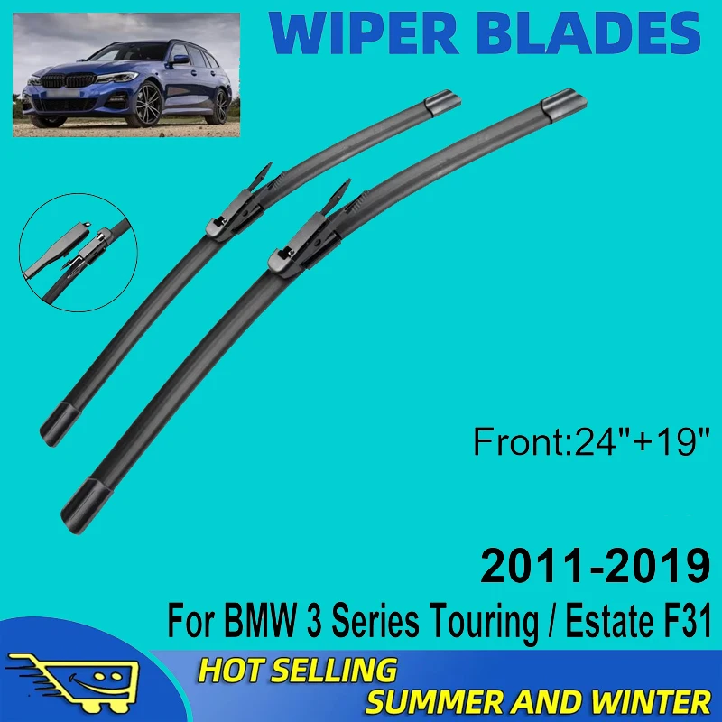 

2PCS For BMW 3 Series Touring 2011-2019 2012 2013 2014 2015 24"+19" Front Wiper Blades Windshield Windscreen Window Accessories