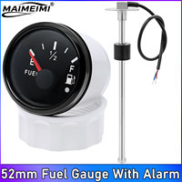 0-190 Ohm Fuel Level Sensor + 52MM Fuel Level Gauge Waterproof Pointer Oil Tank Meter Car Universal with Red Backlight 12V 24V