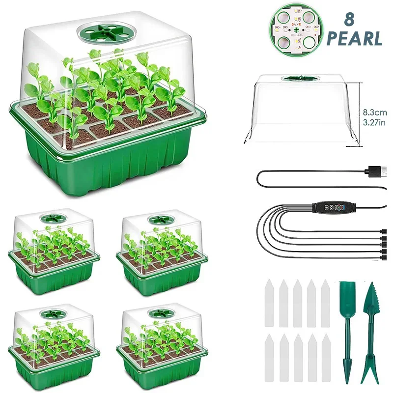 LED Grow Light Nursery Pots 12 Holes Heighten Seed Box Gardening Tool Equipment Bonsai Seeds Strawberry Grow Kit Controller