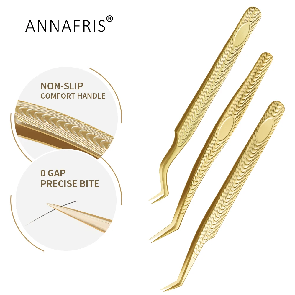 

ANNAFRIS 3D Volume Eyelashes Tweezers Stainless Steel Precision Anti-static Professional Tweezer For Eyelash Extension