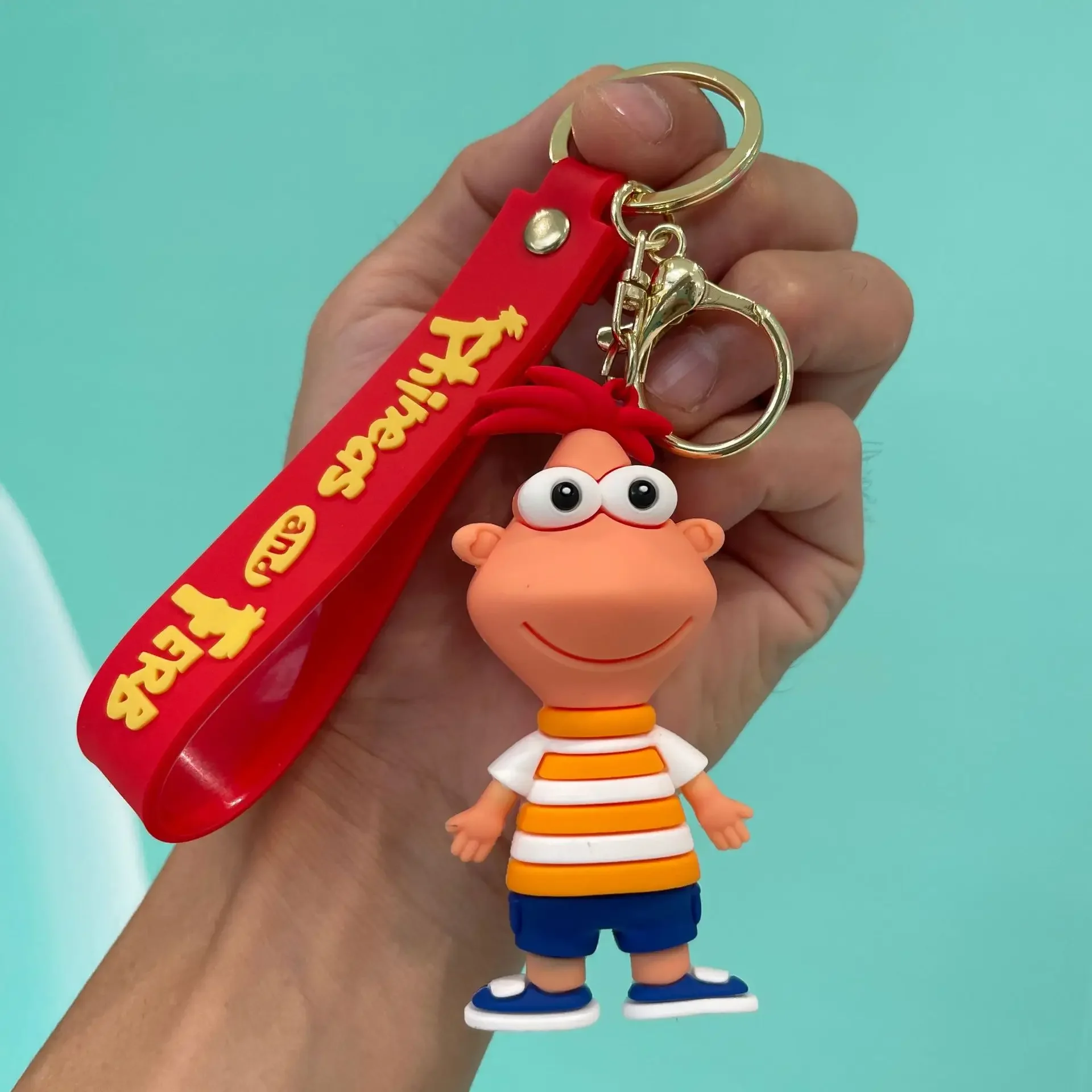 Disney Anime Phineas and Ferb Keychain Cute Phineas Flynn Ferb