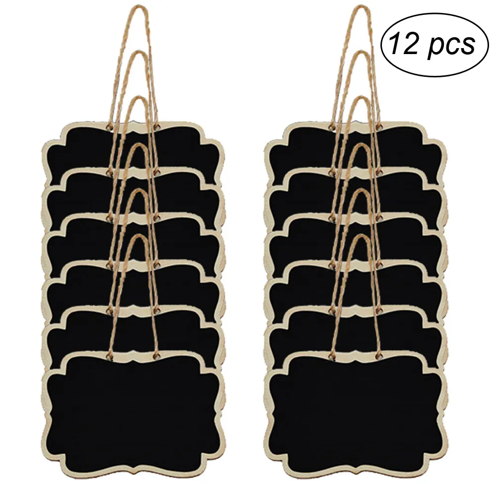 

12pcs Blackboard Hangings Mini Wooden Chalkboard Lightweight Garden Wall Decor Christmas Wedding Crafts Signs