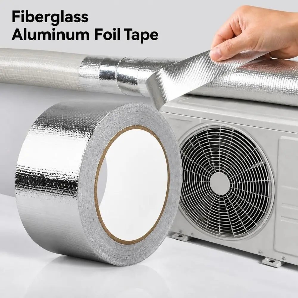 New 5/10/20M Fiberglass Aluminum Foil Tape Self-Adhesive Silver Fireproof Tape High Temperature Aluminum Foil Tape
