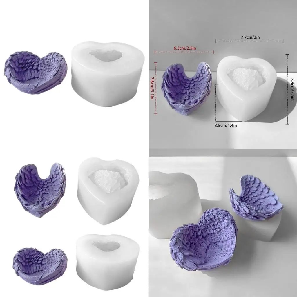 

91AF Heart Angel Wing Decoration Charm Silicone Mold Unique Ornament and Accessory Making Moulds for DIY & Craft Enthusiasts