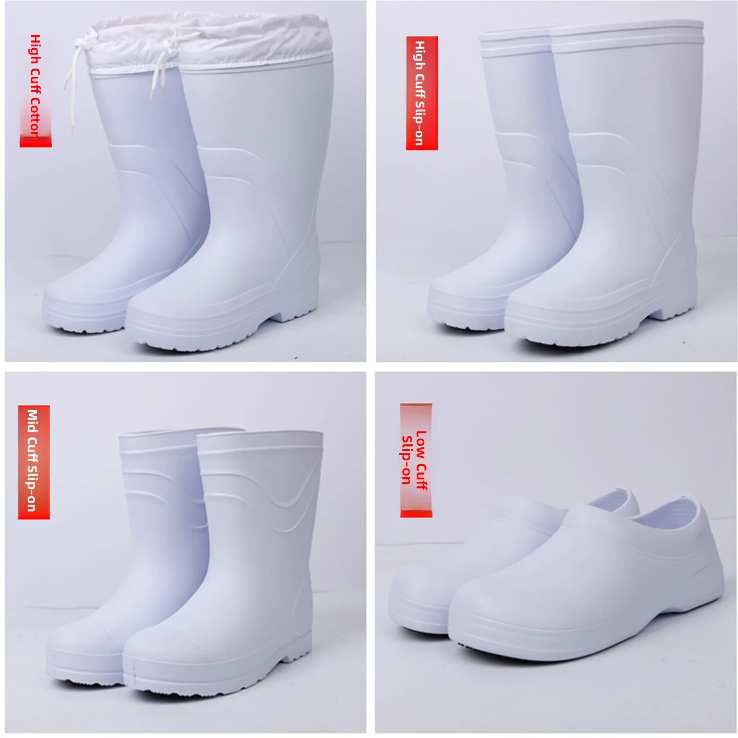 EVA Foam Rain Boots Cotton Lined High-Tube Waterproof Men's Kitchen Non-Slip Oil Resistant Food Boots Home Protective Shoes