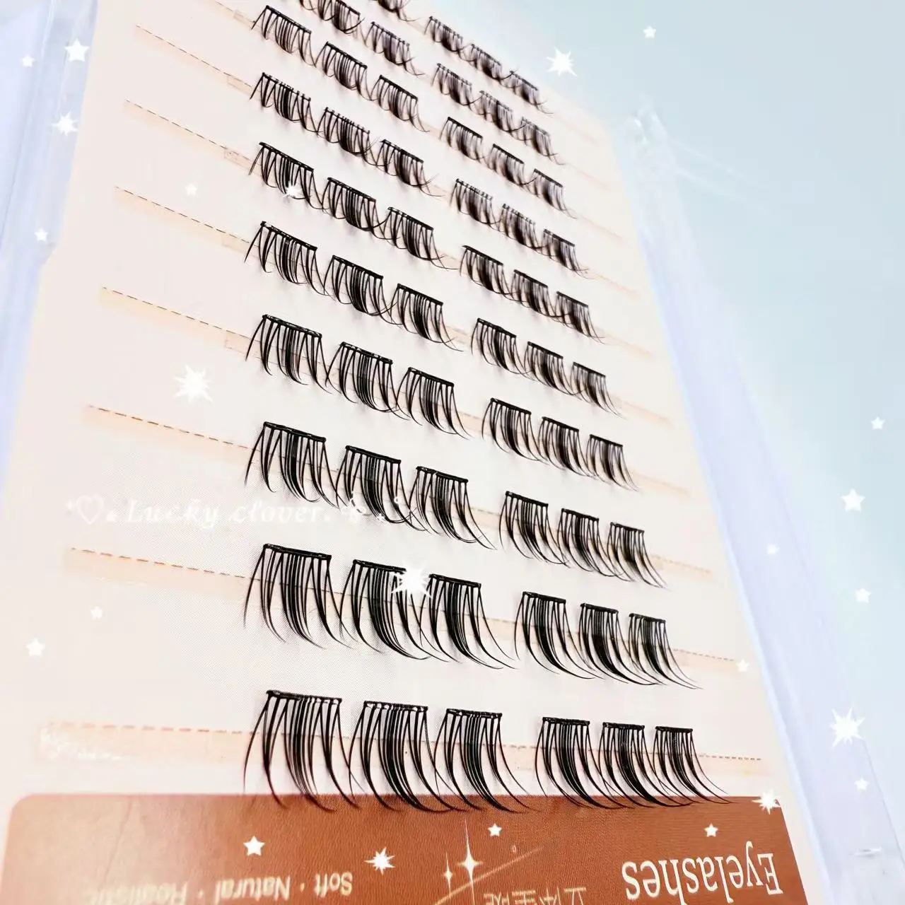 10-rij volume lijmvrije valse wimpers, wimperclusterstijl voor feest- en dagelijkse make-up