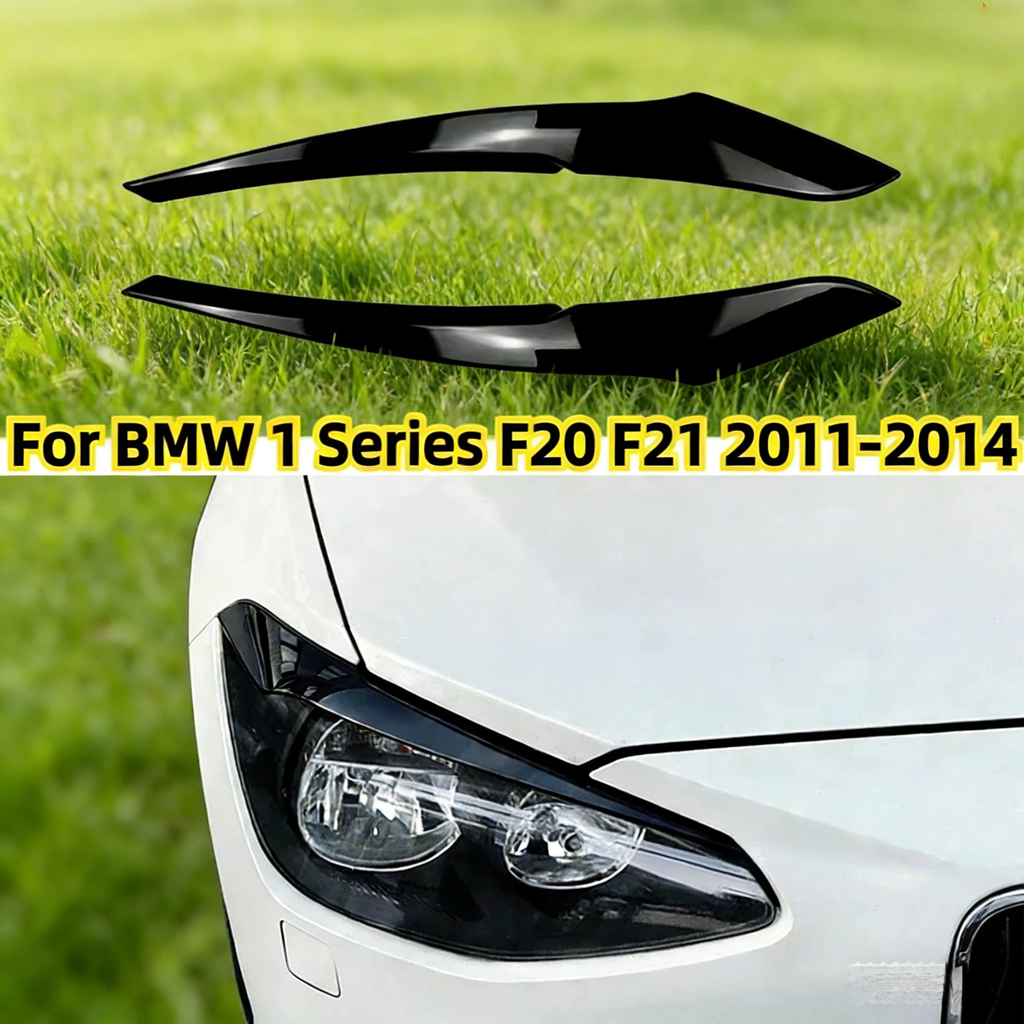 

2pcs Evil Eye Headlight Eyelids Head Light Lamp Eyebrow Cover Trim For BMW 1 Series F20 F21 2011-2014 Headlight Eyebrow