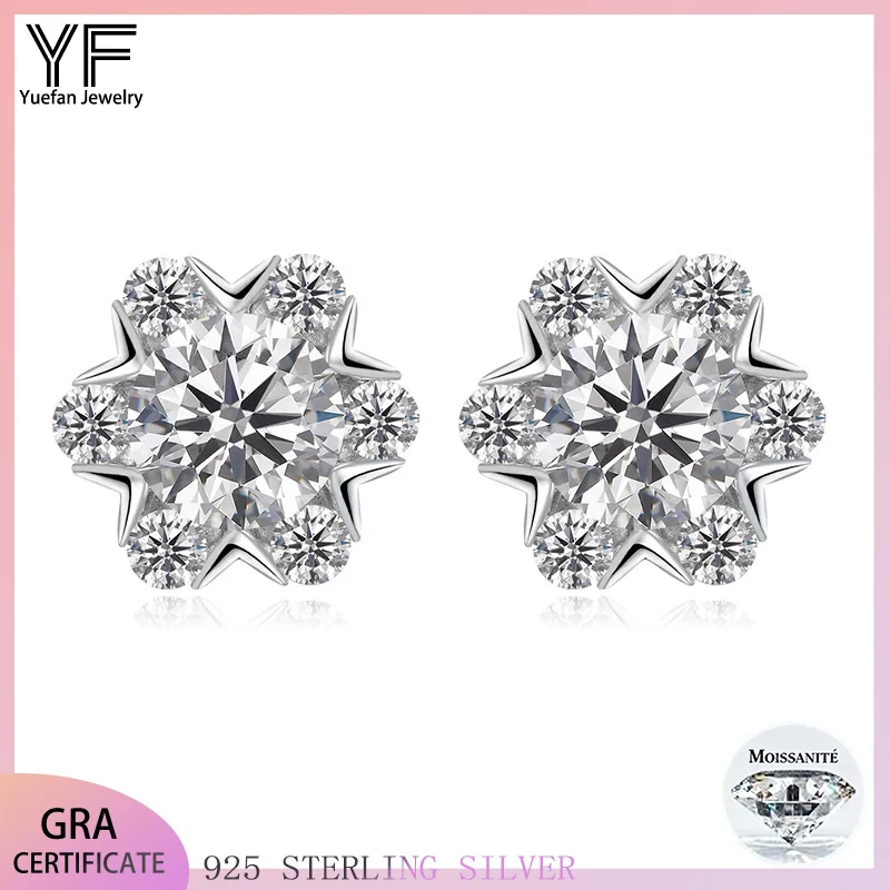 

Snowflake S925 Silver 1/2CT Moissanite 18K white Gold, D Color VVS1 fashionable Women's earrings Wedding gift