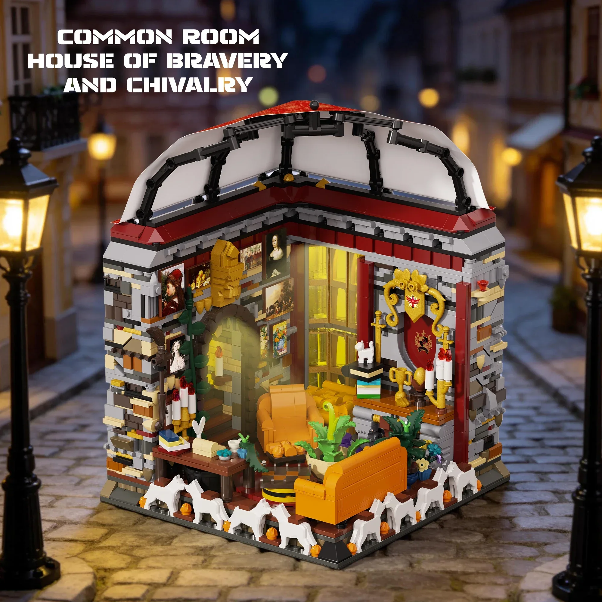 2073PCS Common Lounge Building Blocks Room Landscape Model Bricks With Lights Desktop Ornaments Educational Toys Holiday Gifts