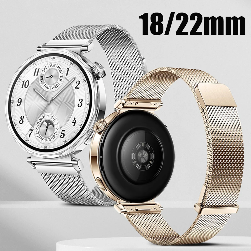 

Миланские ремешки 18/22 мм для Huawei Watch GT6 Pro, GT6, GT5, GT4, GT3 (46 мм, 41 мм), Watch 5, 4, 4 Pro, 3, 3 Pro – браслет из нержавеющей стали