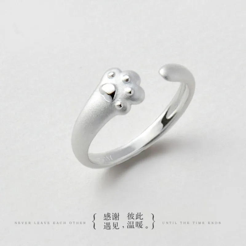 New Fashion Exquisite Female Animal 925 Sterling Silver Jewelry Personality Cat Claw Simple Gift Opening Rings  R293