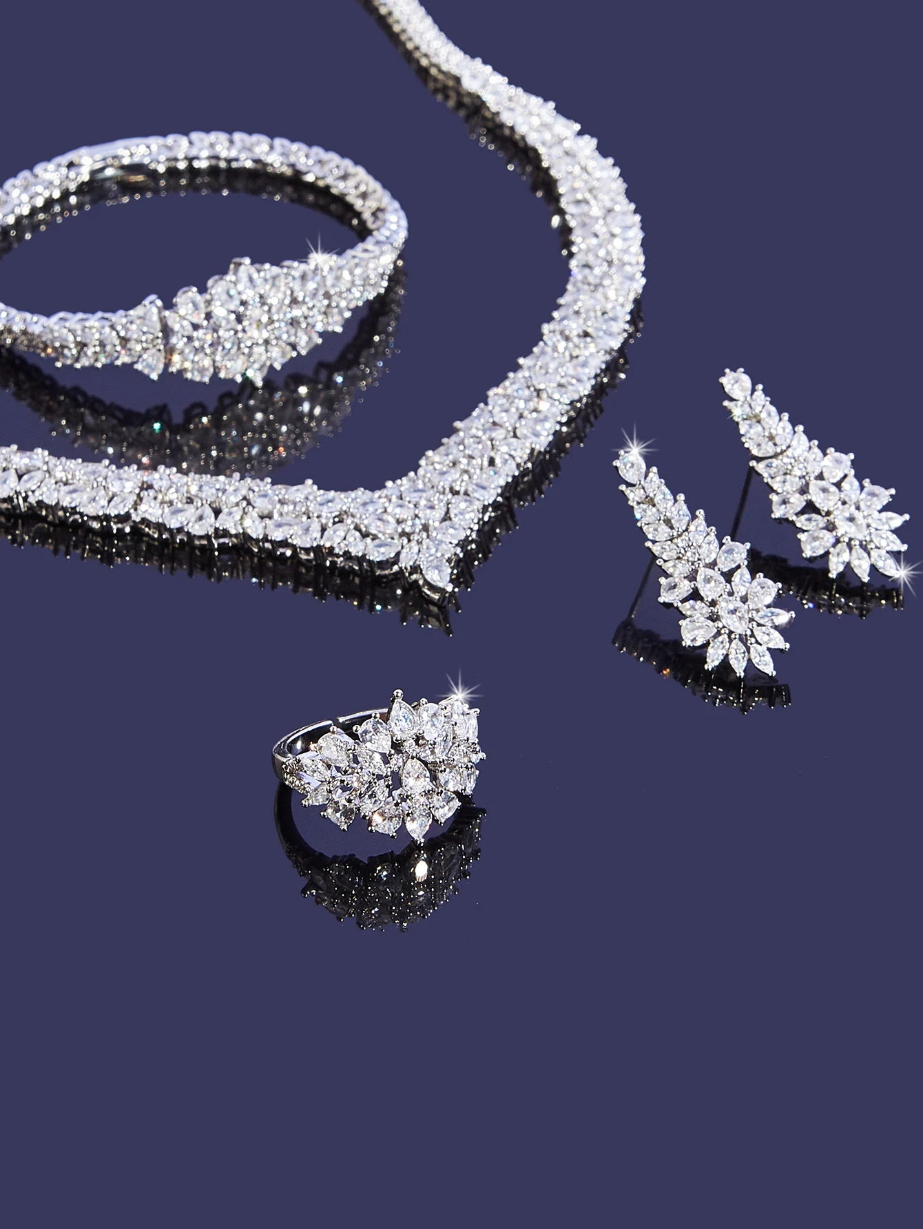 4pcs Bridal Cubic Zirconia Jewelry Sets For Women Party Luxury Dubai Nigeria CZ Crystal Wedding Jewelry Sets