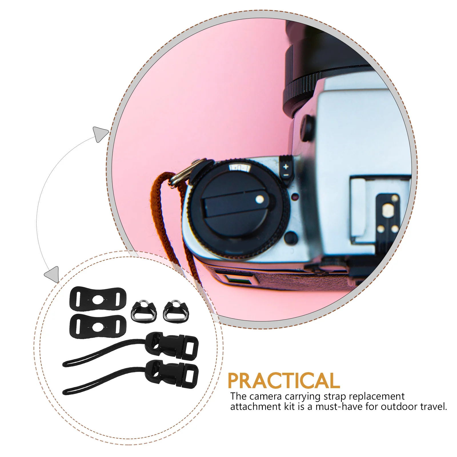 

1 set 1 Set Camera Strap Buckle Kit Triangle Split Rings Thickened Clips Covers For Dslr Cameras Lanyard Attachment Accessories