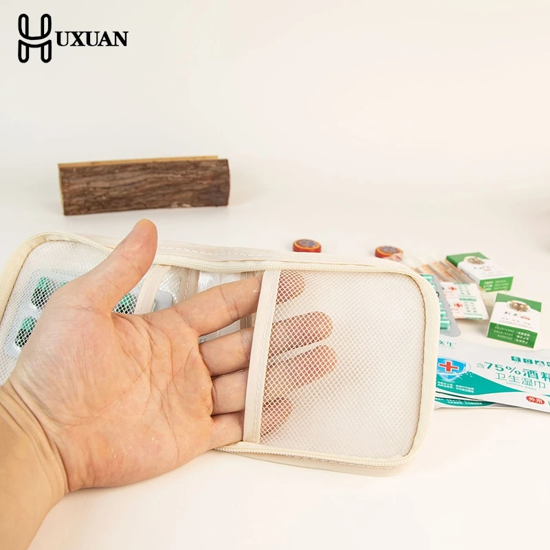 Mini Medical Pouch Portable Foldable Large Opening With Zip Sort First Aid Kit Outdoor Travel Essential Storage Bag
