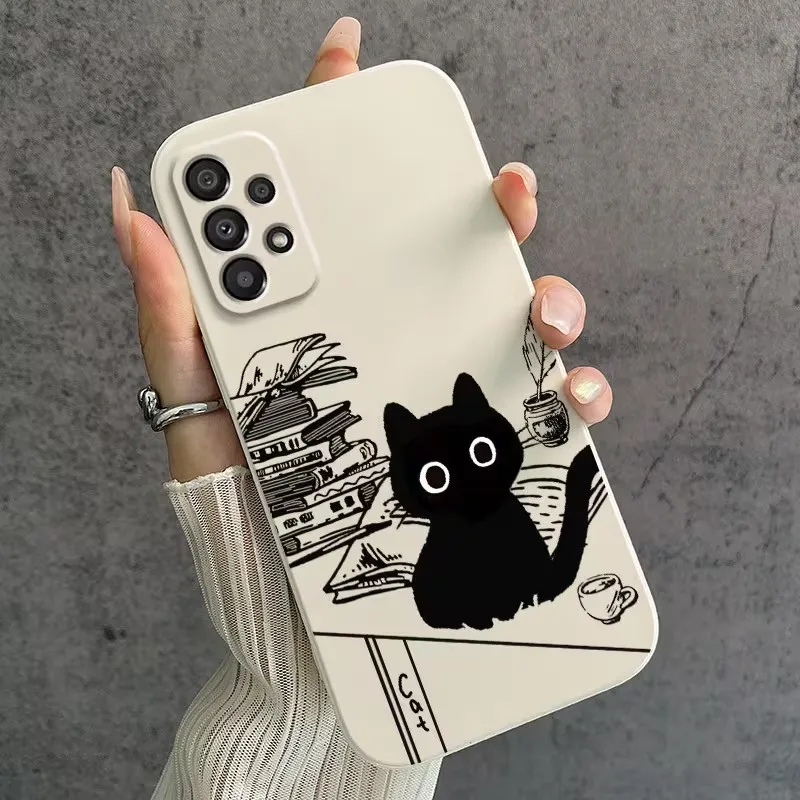 Cute Reading Black Cat Pattern Phone Case For Samsung Galaxy S26 S25 S24 S23 S22 S21 S20 S10 Note20 Ultra 10 Plus Edge TPU Cover - view 4