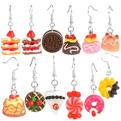 Individual Creative Simulation Of Food Earrings For Women Cute FalseSandwich Strawberry Cake Cookie Drop Earrings Girl Jewelry