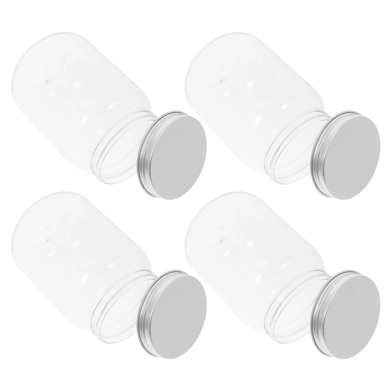 4 tarros de plástico transparente con tapas, recipientes herméticos para almacenamiento en la cocina, alimentos secos, dulces, aperitivos, especias, pasta, cereales, frijoles