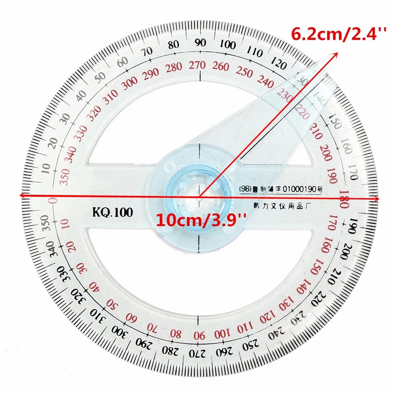 1 Pc Portable All Circular 10cm Plastic 360 Degree Pointer Protractor Ruler Angle Finder Swing Arm For School Office Supplies