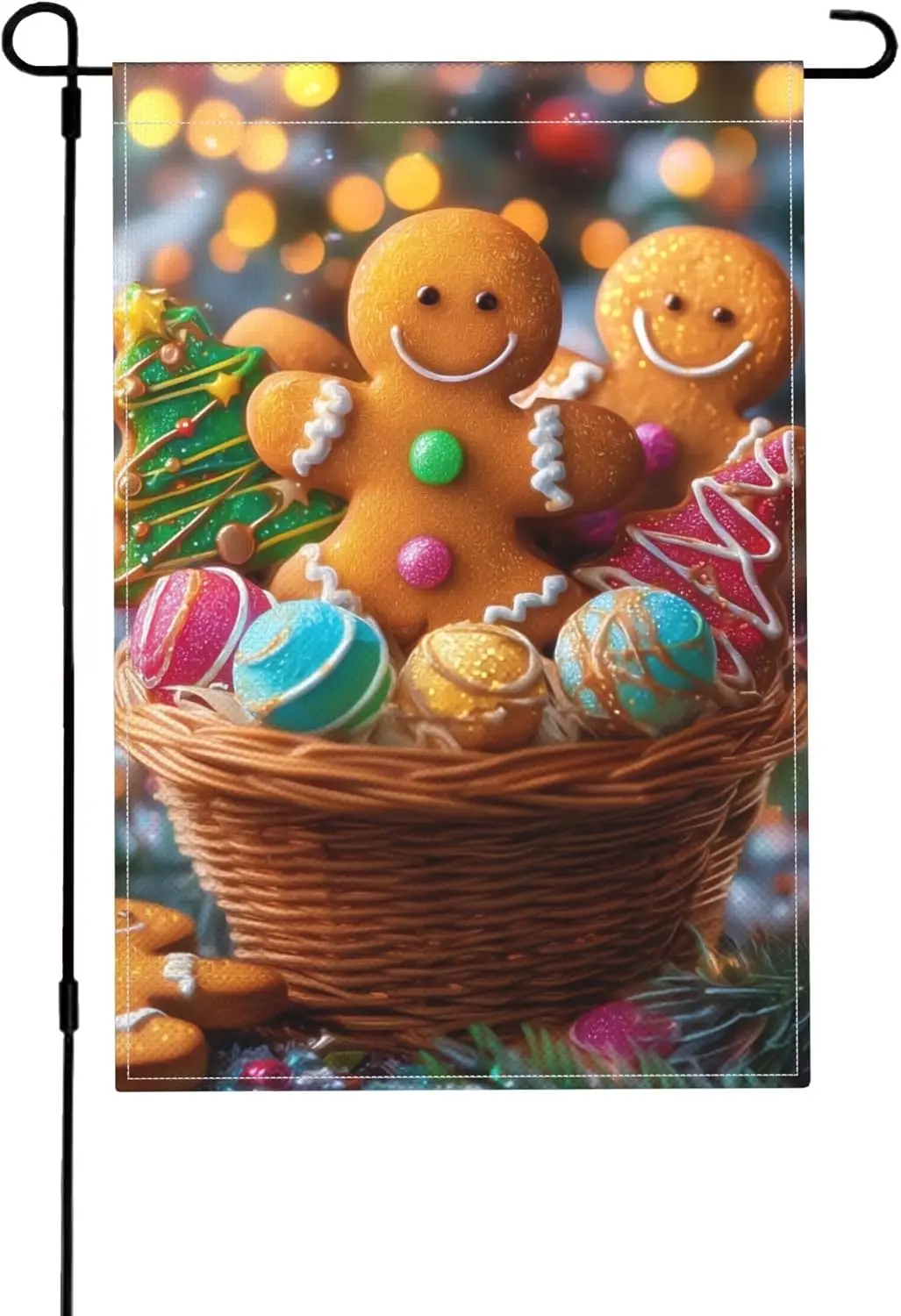 Gingerbread Man Garden Flag Seasonal Double Sided 12 x 18 Inch Small Yard Flag for Indoor Outdoor Decor Holiday All Seasons  GGX