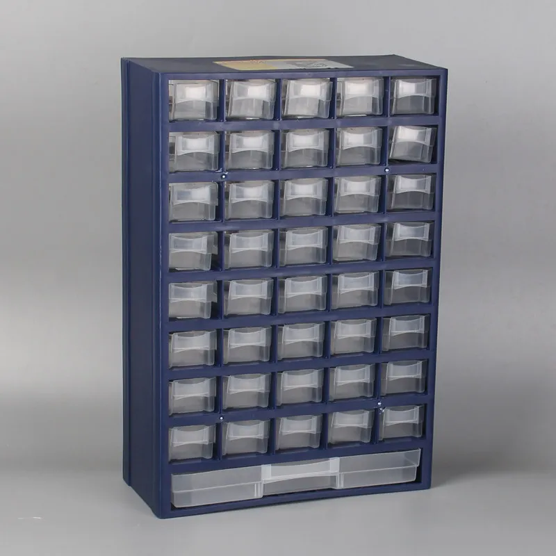 Wall-Mountable Parts Organizer |Blue Multi-Drawer Storage Cabinet with Integrated Frame for Building Blocks & Small Parts JT40