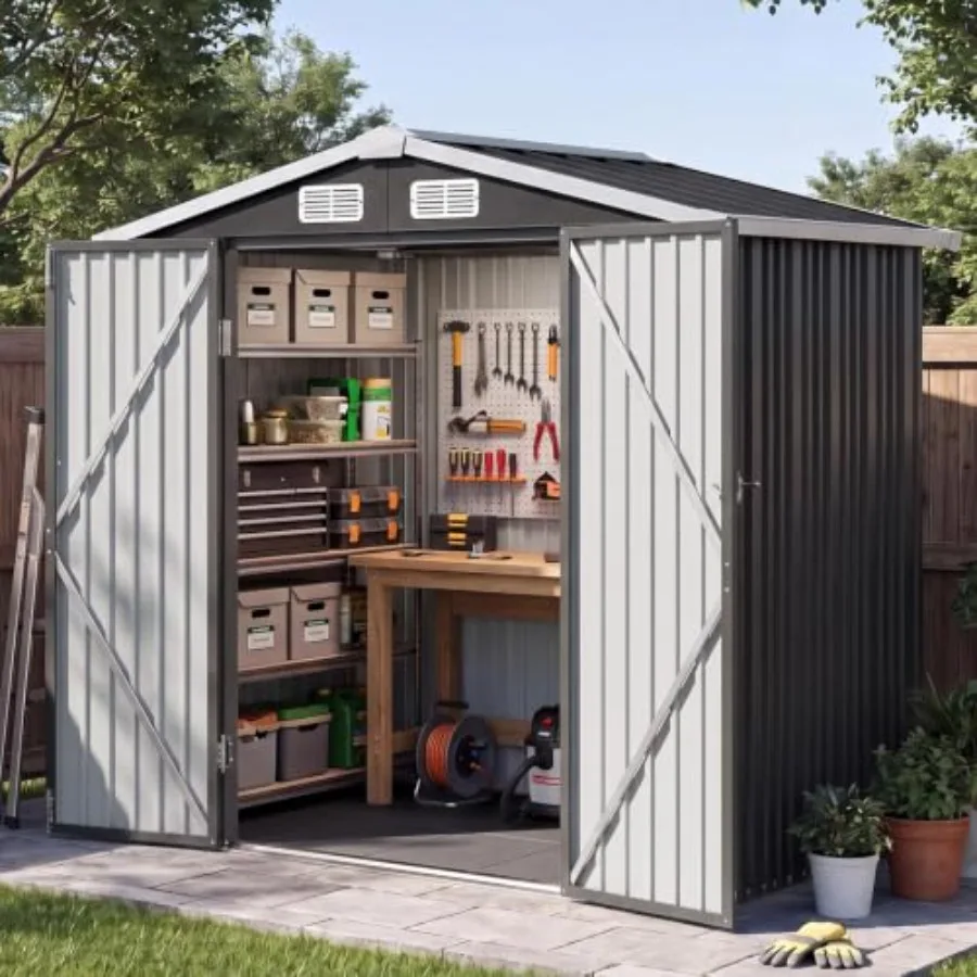 6x4FT Outdoor Storage Shed Black