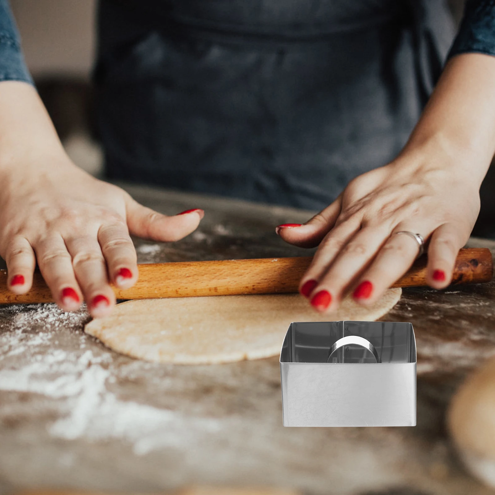 

6 Sets Stainless Steel Cake Ring Molds Square Baking Tools Pusher Non Stick Easy Clean Pastry Supplies Cake Mousse Mold Kitchen