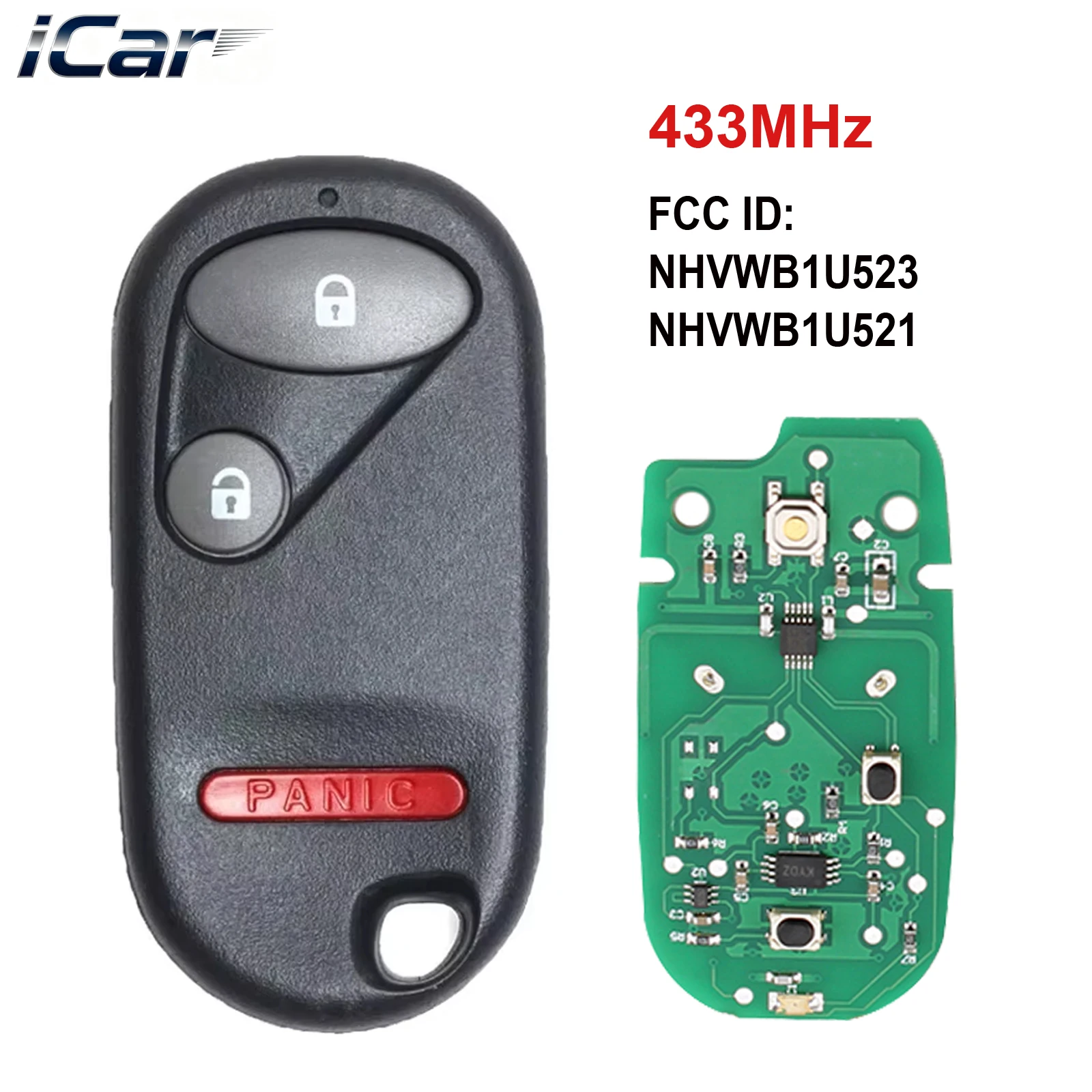2+1 Buttons 434MHz Keyless Entry Remote Car Key For Honda Pilot 2003-2007 For Civic 2001-2005 Fob NHVWB1U523 NHVWB1U521