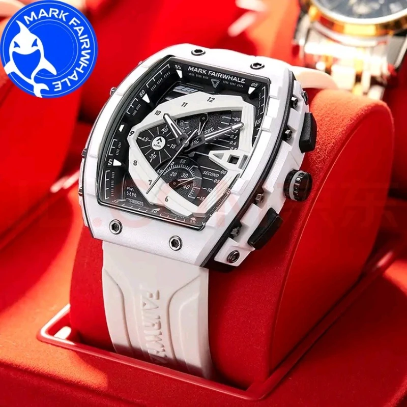 مارك فيرويل ساعات للرجل 5690 جديد الراتنج كرونوغراف التقويم مقاوم للماء ساعة رجالية رياضية سيليكون حزام Reloj Hombre