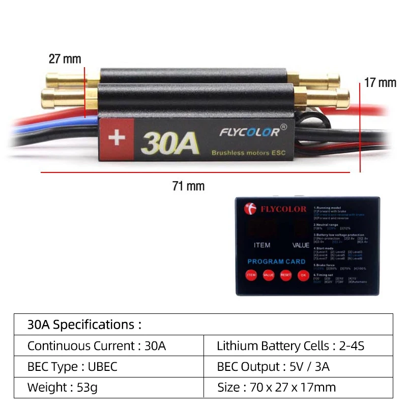 FlyColor 30A 50A 70A 90A 120A RC BOOT ESC Waterdichte 2-6S Lipo Borstelloze Snelheidsregelaar met Programmakaart voor RC Boot Motor - afbeelding 1