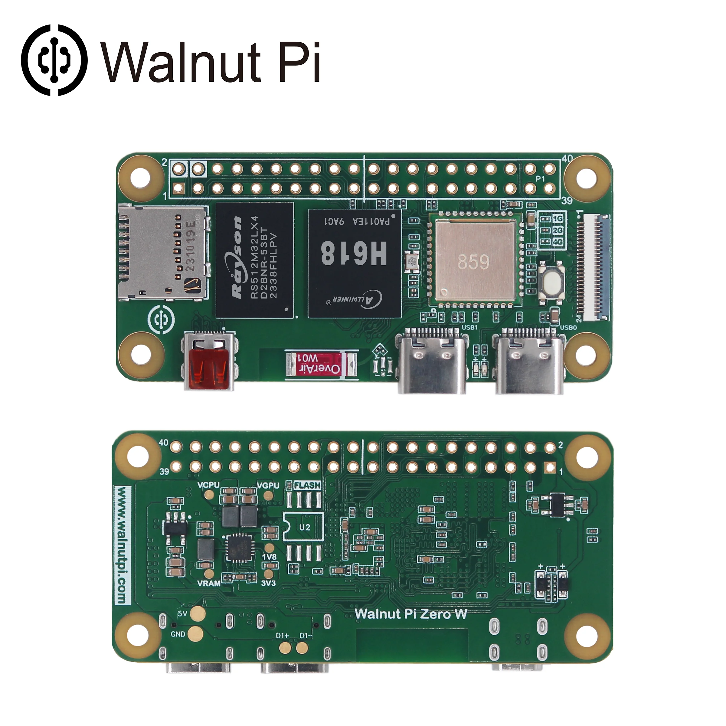 Walnut Pi ZeroW 1/2/4GB Allwinner H618 WiFi Bluetooth Mini PC Development Board SBC Single Board Computer WalnutPi Raspberry Pi