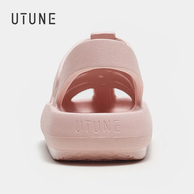 UTUNE Pink Breathable Couple Summer Roman Sandals Thick Padded Anti slip Outdoor Beach Stylish and Comfortable Roman Sandals