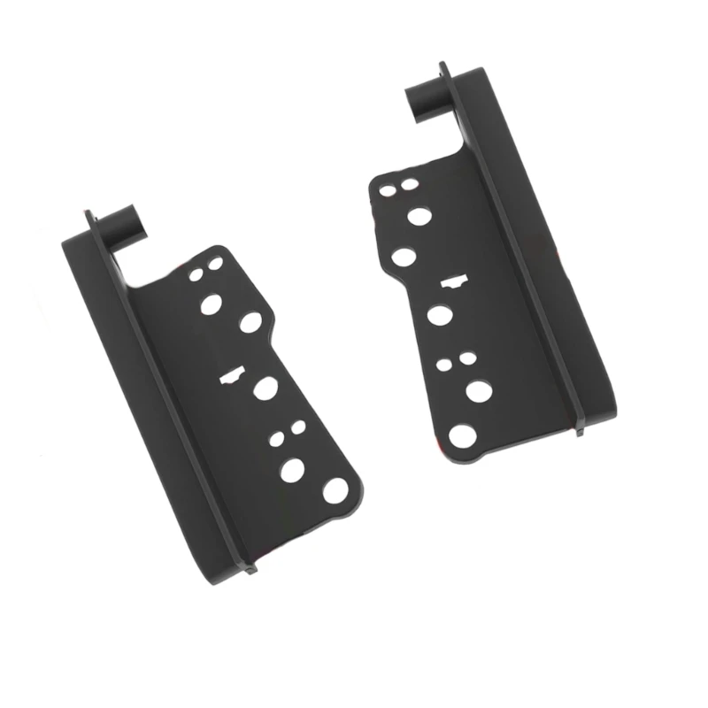 Car Radio Trim Support Brackets 2-DIN for Opening Alignment, Predrilled Black Side Mount Install Support Set Use