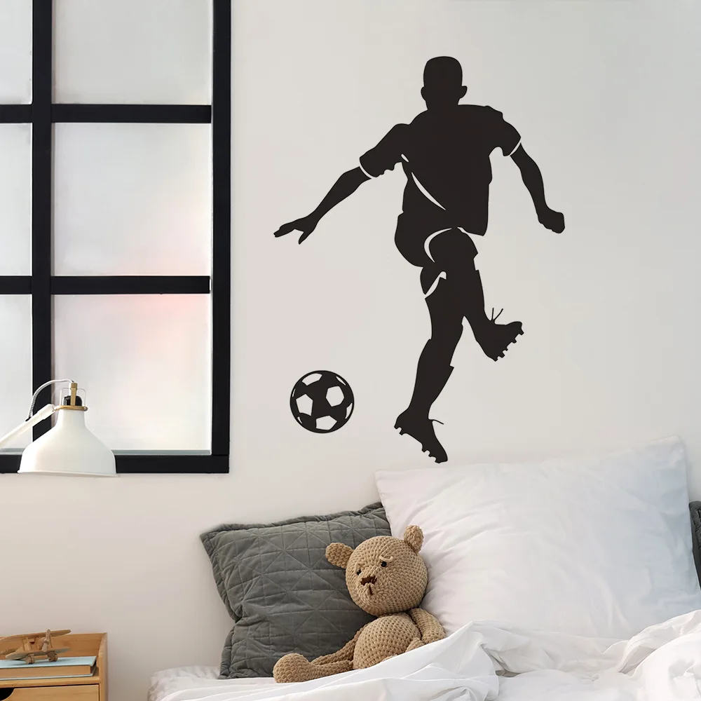 

Football Player Silhouette Wall Sticker Kids Room Background Decoration Mural Sports Pattern Bedroom Home Decor Removable Decals