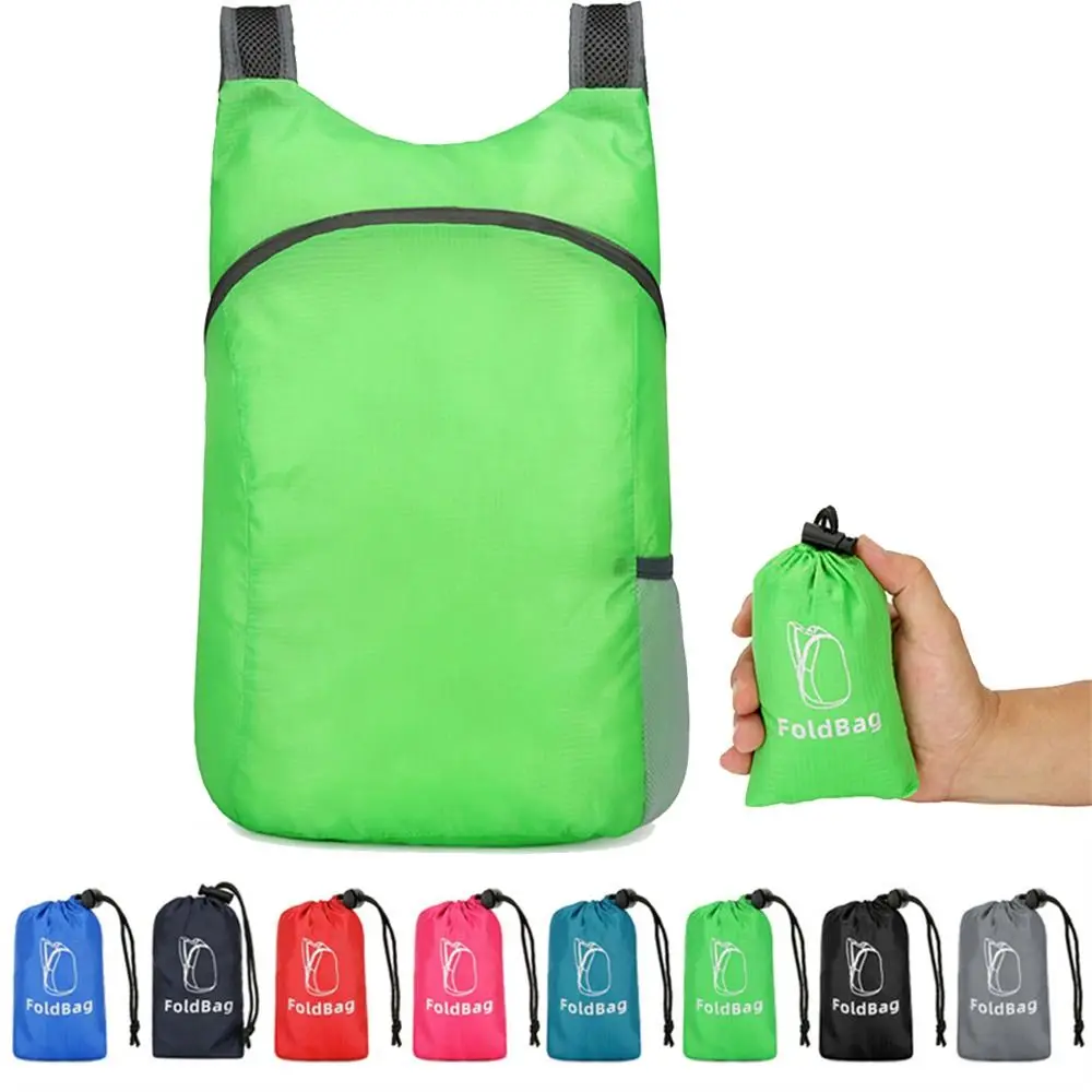 

with Drawstring Storage Bags Foldable Backpack Zipper School Bag Lightweight Nylon Bag Shoulders Bag Large Capacity Hiking