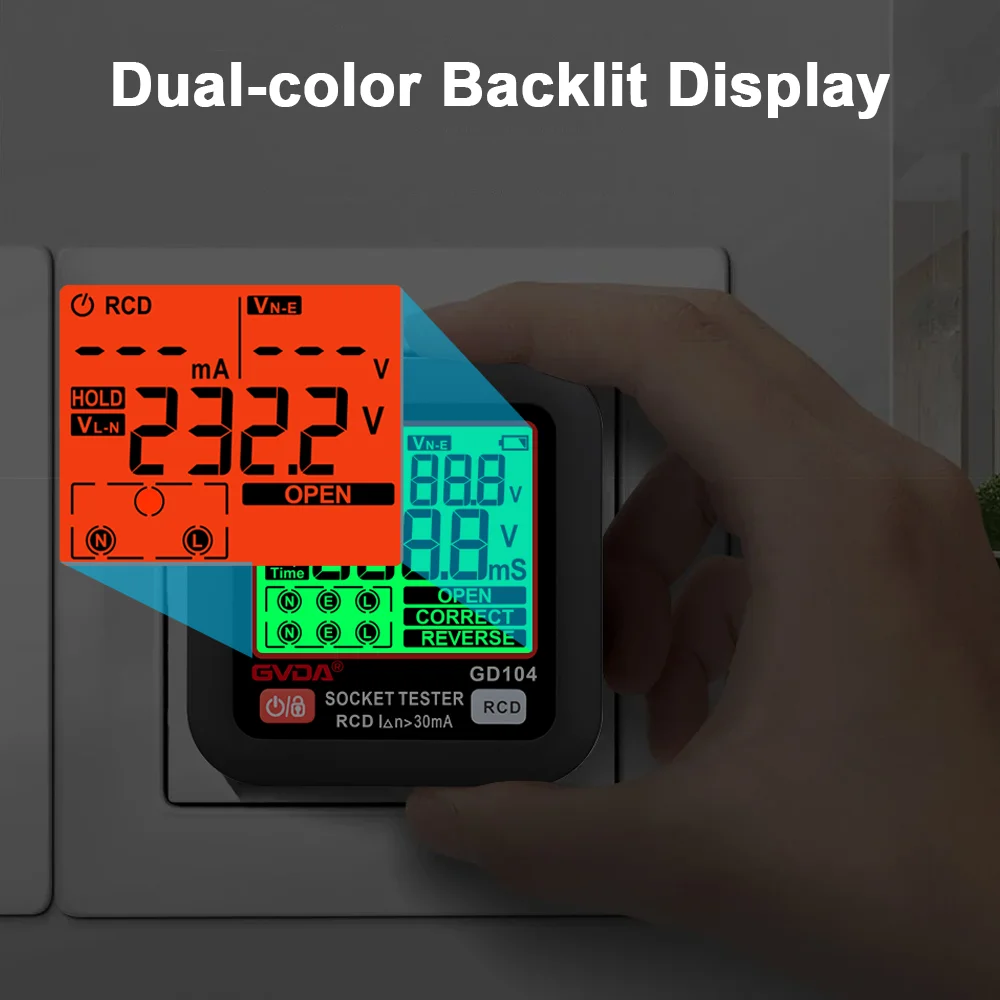 GVDA Professional Socket Tester RCD Trigger Current Leakage Voltage Detector EU Plug Electric Circuit Breaker Finder Phase Check