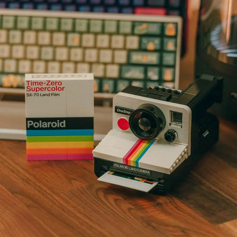 Nowy produkt Polaroid Lai Lai 21345 kamera Retro klocki do budowy zabawek urodzinowych dla chłopców i dziewcząt prezent na walentynki