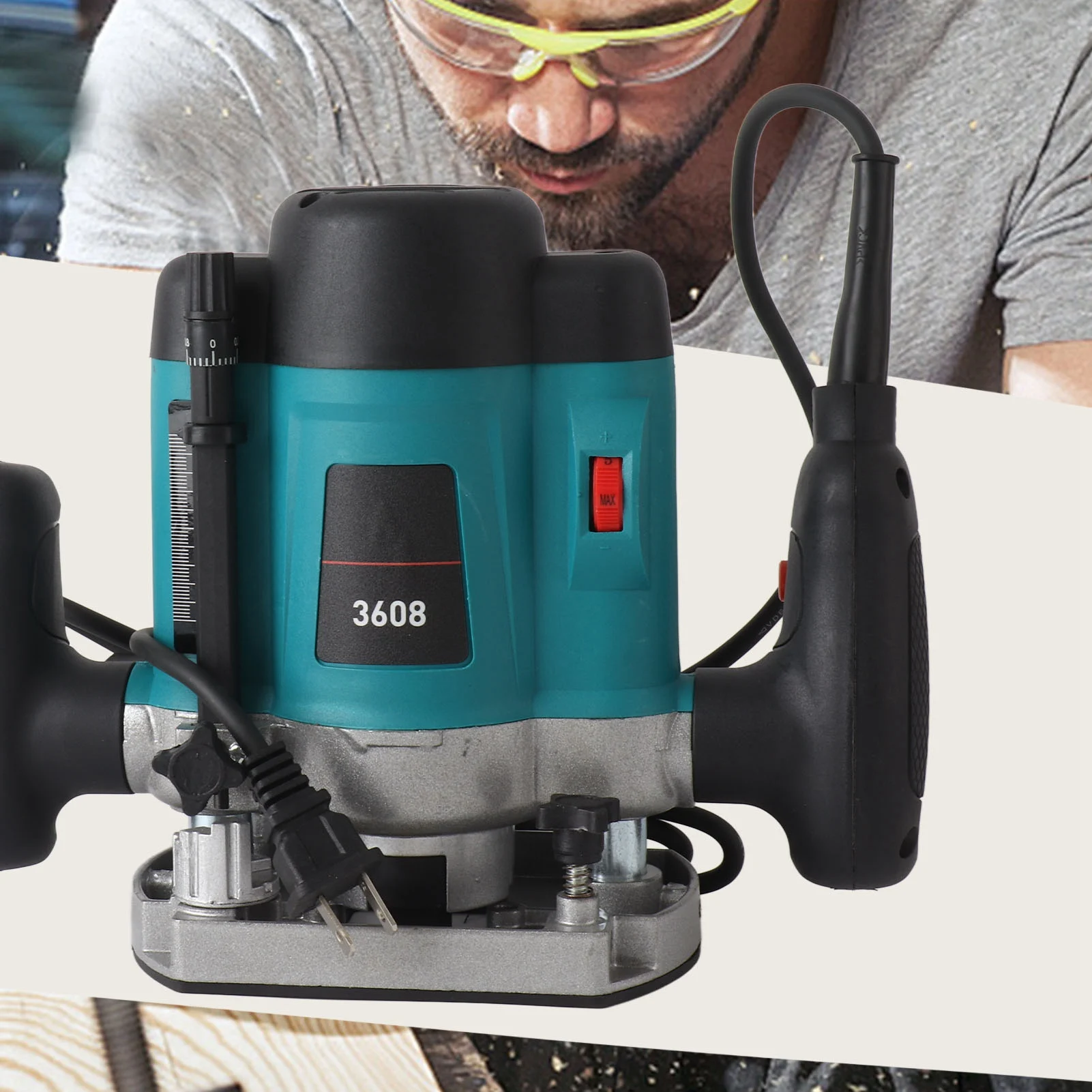 Electric Wood Adjustable Depth Multifunctional Trimmer Router Woodworking Machine for Carving Trimming Slotting