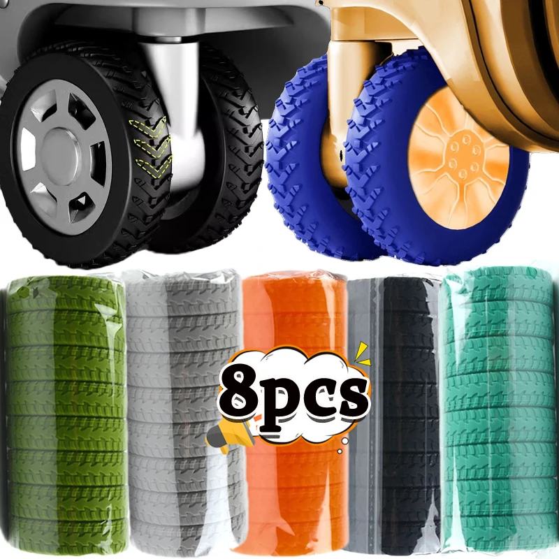 1/8Pcs Thicken Texture Silicone Wheels Protector For Luggage Reduce Noise Travel Luggage Wheels Cover Luggage Accessories