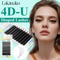 LAKANAKU U-Shaped YY 4D Eyelash Extensions 4D UU New Style U Shape Cilios W Lashes Premade Fans Volume Fluffy Mink Faux Fio u