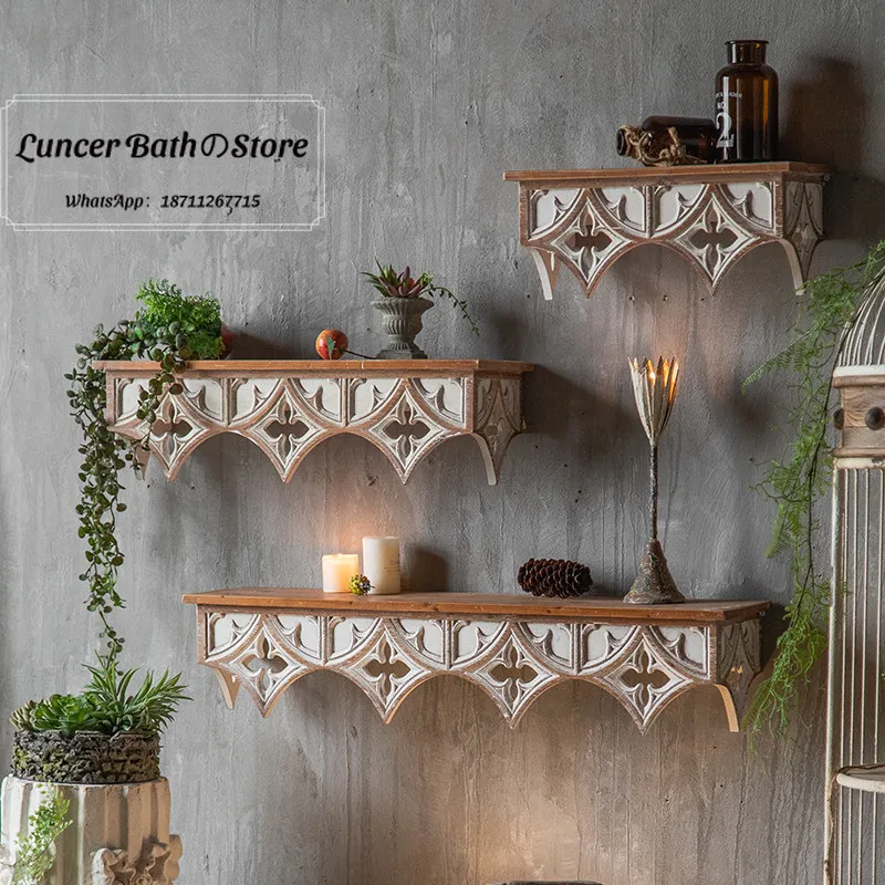 French Retro Wall Hanging Decor, Vintage Wooden Wall Art for Restaurant, Creative Background Wall Ornament, Cafe Decor