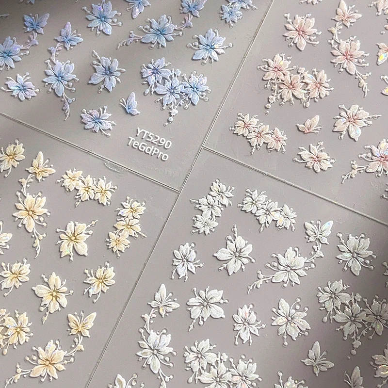 

1 лист, наклейка для дизайна ногтей, блестящая оболочка, светлый цветок, наклейка для ногтей, клейкая наклейка, украшение для дизайна ногтей, маникюрный салон, сделай сам