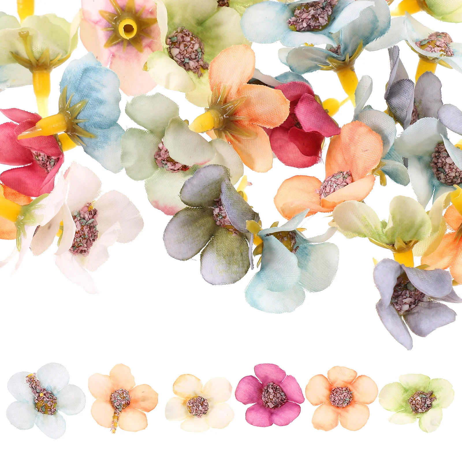 

50pcs Mini Silk Flowers Artificial Daisy Flower Heads Diy Craft Decorative Props For Wedding Party Bulk Fake Flowers For Crafts