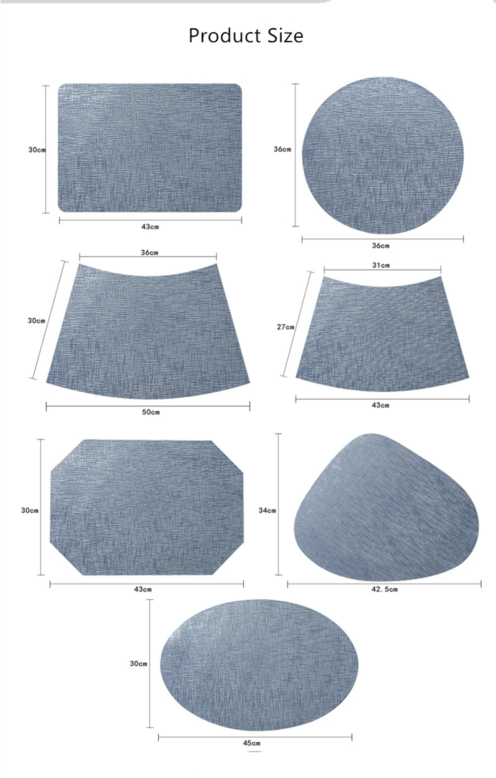 Doppelseitige, kreisförmige, ovale Tischsets in Tropfenform mit Metallmuster, isoliert aus PVC-Leder, wasserdicht, rutschfeste Esstischsets – Detail 2
