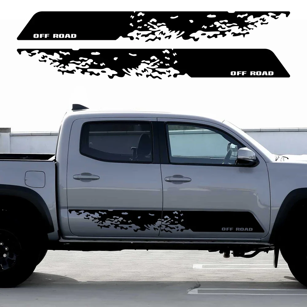 197x22cm 2 uds OFF RAOD rayas deportivas decoración lateral de puerta de carrocería de coche pegatina para Toyota TACOMA TRD PRO accesorios de carreras calcomanías de vinilo
