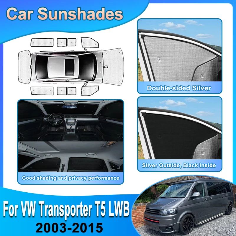 

For Volkswagen VW Transporter T5 2003-2015 LWB California Multivan Car Full Privacy Sunshade Windows Sun Visor Cover Accessories