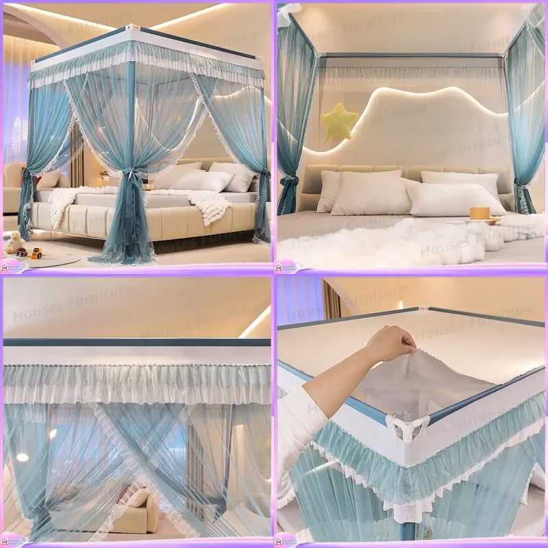 Class A court wind floor-to-ceiling encrypted mosquito net household bedroom full cover type three doors large space bold
