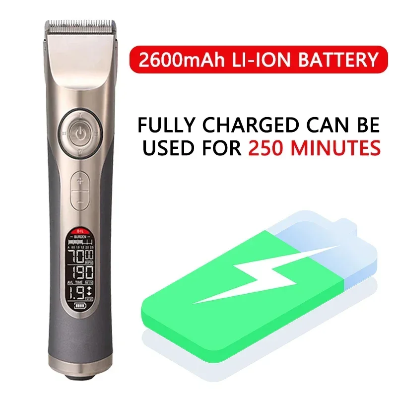 Professional Rechargeable Hair Clipper for Barber LCD Titanium Nozzles 3-25mm Cutter Electric Hair Trimmer Hair Cutting Machine